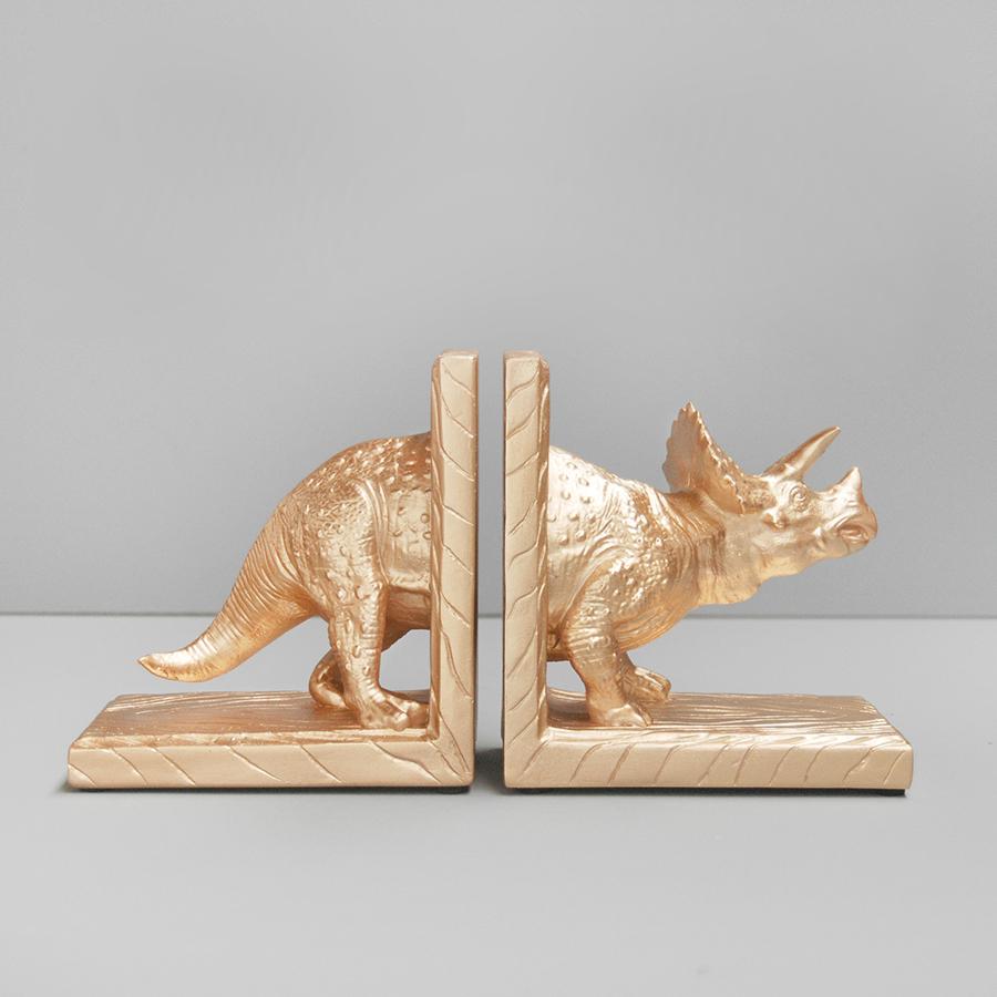 White Moose | Triceratops Bookend Set - Gold | Shut the Front Door