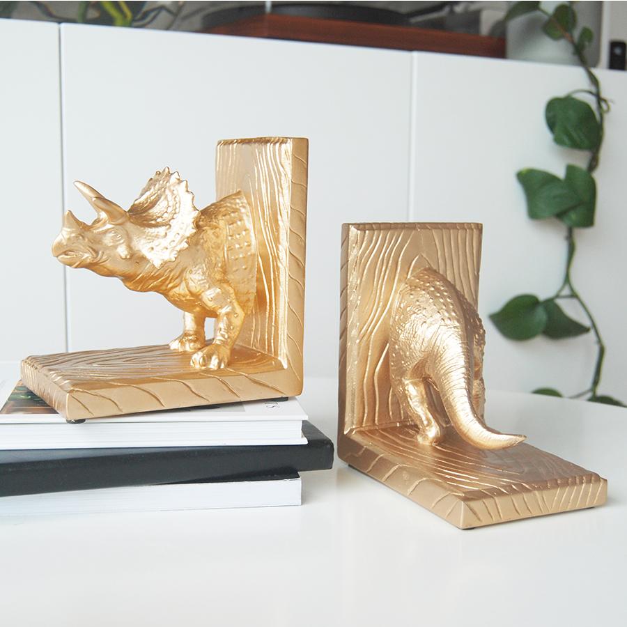 White Moose | Triceratops Bookend Set - Gold | Shut the Front Door