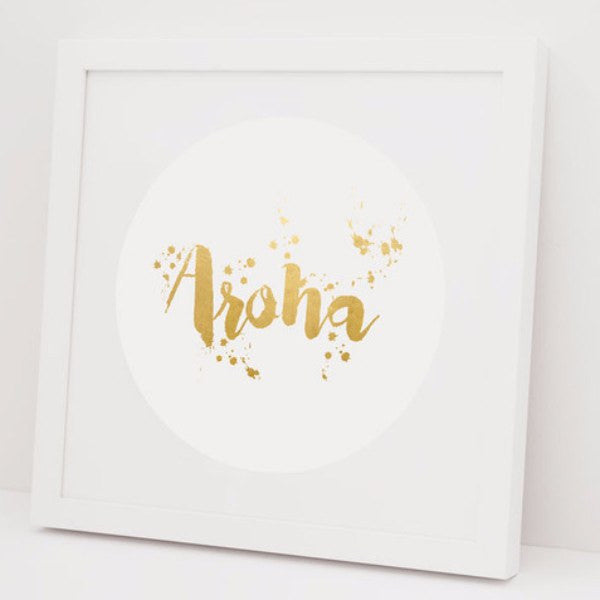 100% NZ | Framed Print Aroha Foil White | Shut the Front Door