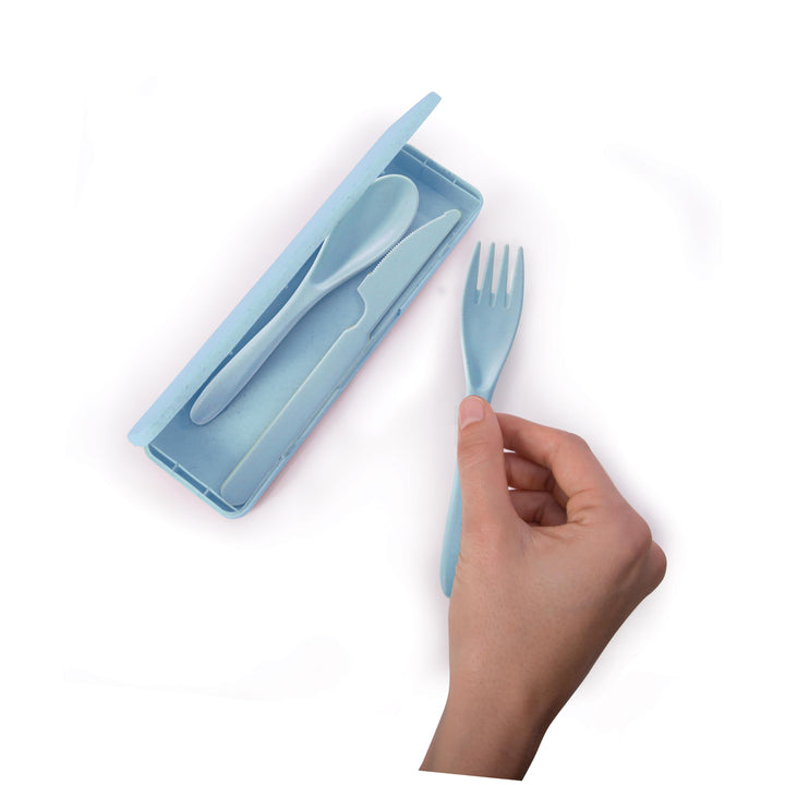 For the Earth | Wheat Straw Travel Cutlery Set - Blue | Shut the Front Door